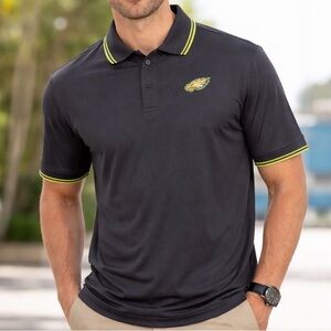 NFL Philadelphia Eagles Men’s Sideline Polo Shirt Black Neon Logo  New No Tag L